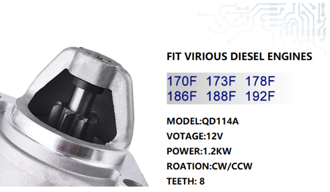 QD114 Electric Starter for 170F,178F,186F diesel engine - 图片 3