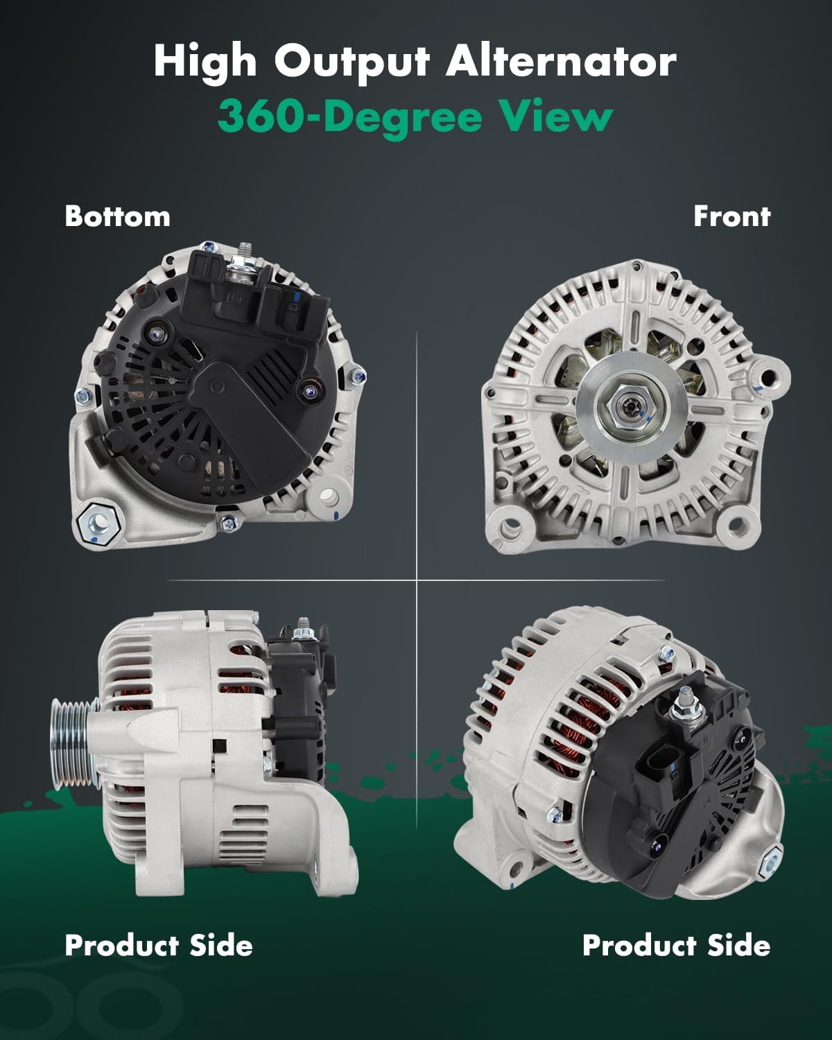 Alternator Fit for BMW for X5 3.0L 2009,for BMW for X5 3.0L 2010,for BMW for X5 3.0L 2011,for BMW for X5 3.0L 2012,for BMW for X5 3.0L 2013-12V 170Amp CW 6-Groove Clutch Pulley 20879 - 图片 2